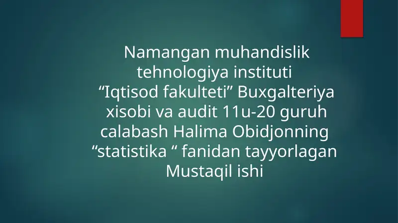 STATISTIKTADQIQOTLARDA TANLAB KUZATISHNING QO’LLANILISHI