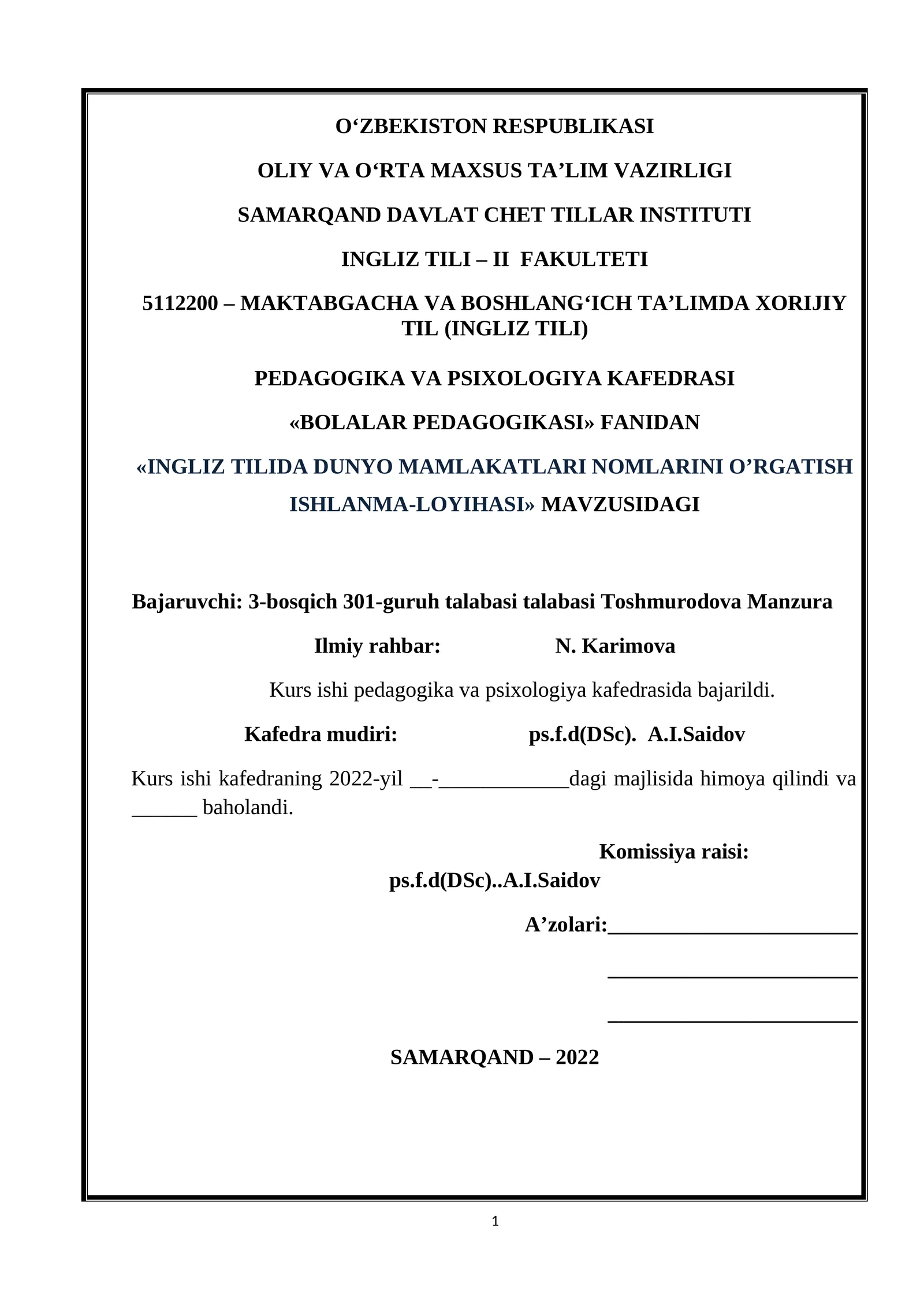 BOLALAR PEDAGOGIKASI