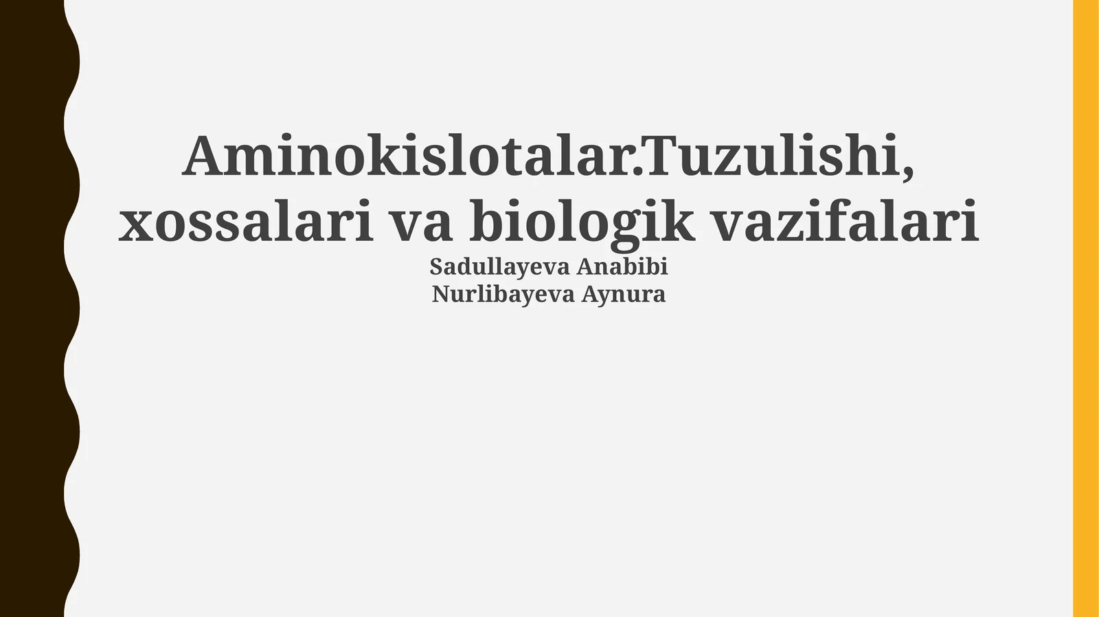 Aminokislotalar: Tuzilishi va Xossalari