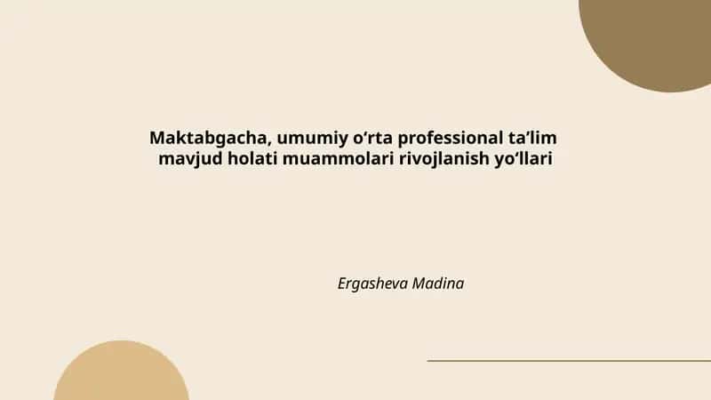 Maktabgacha Ta'lim Muammolari
