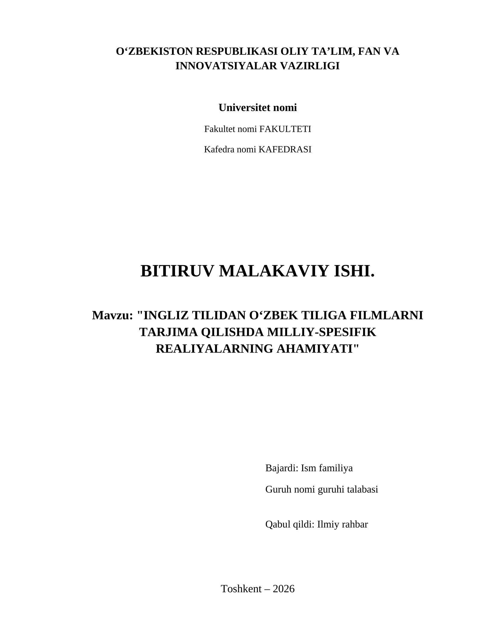 Ingliz tilidan o‘zbek tiliga filmlarni