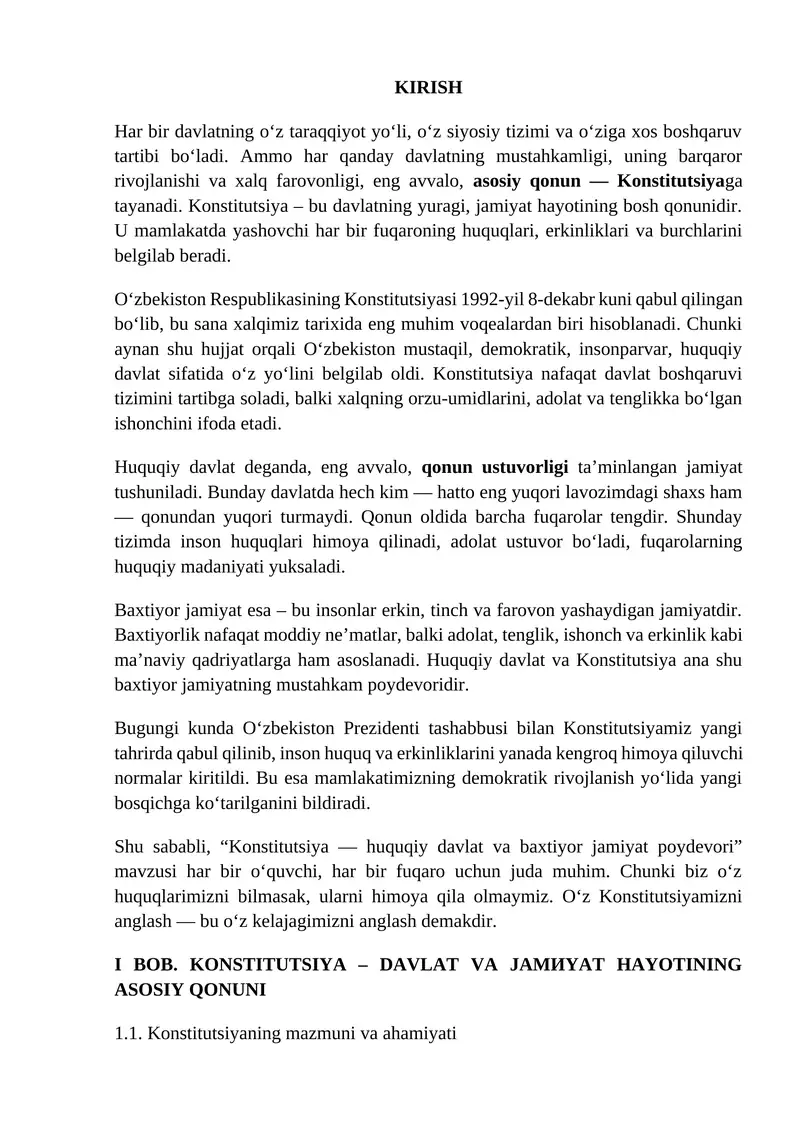 O‘zbekiston Konstitutsiyasi