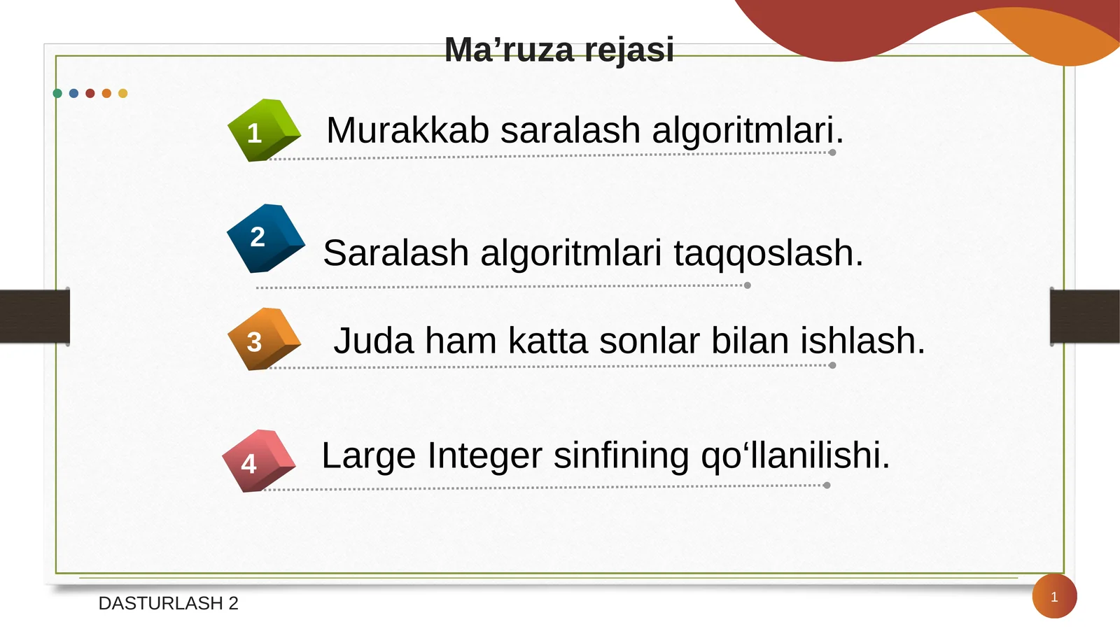 Saralash algoritmlari haqida