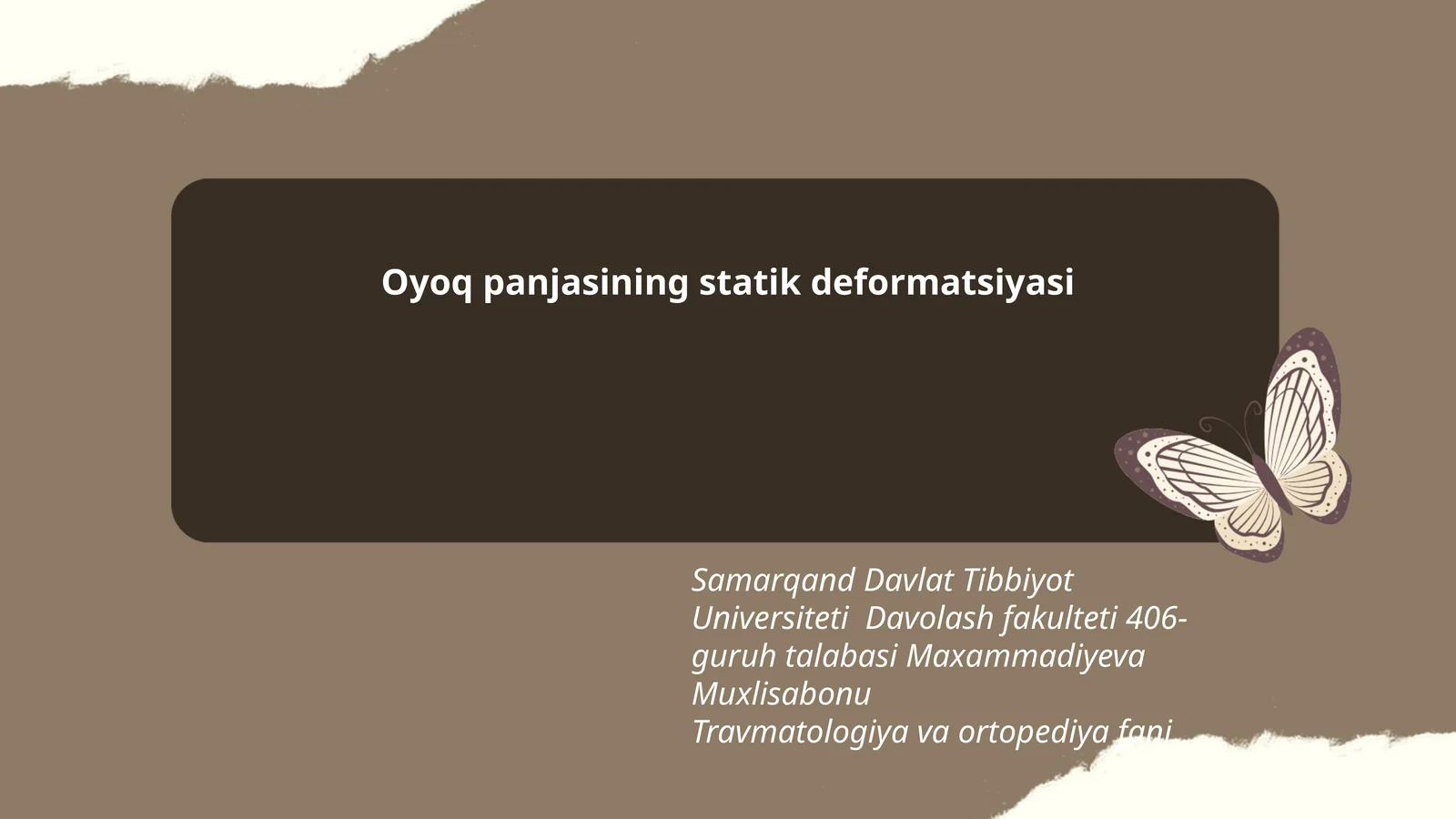 Oyoq panjasining statik deformatsiyasi