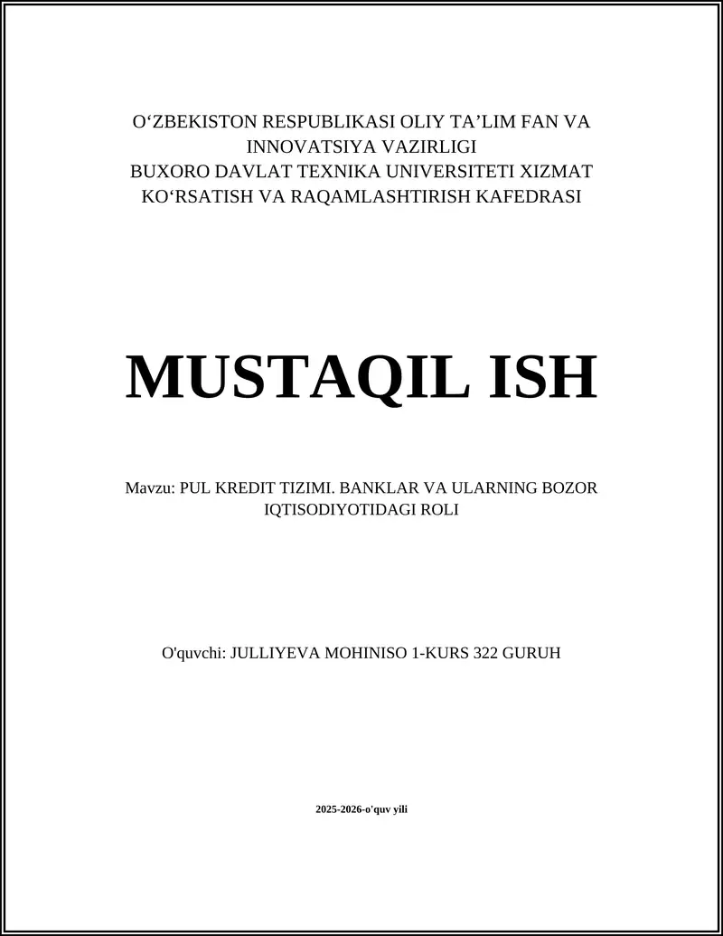 PUL KREDIT TIZIMI