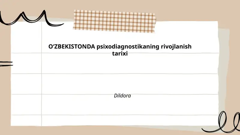Oʻzbekistonda psixodiagnostikaning rivojlanish tarixi
