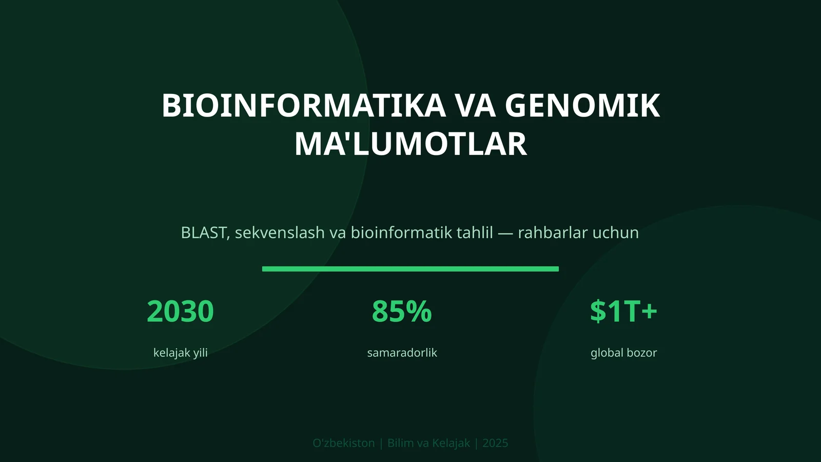 BIOINFORMATIKA VA GENOMIK MA'LUMOTLAR