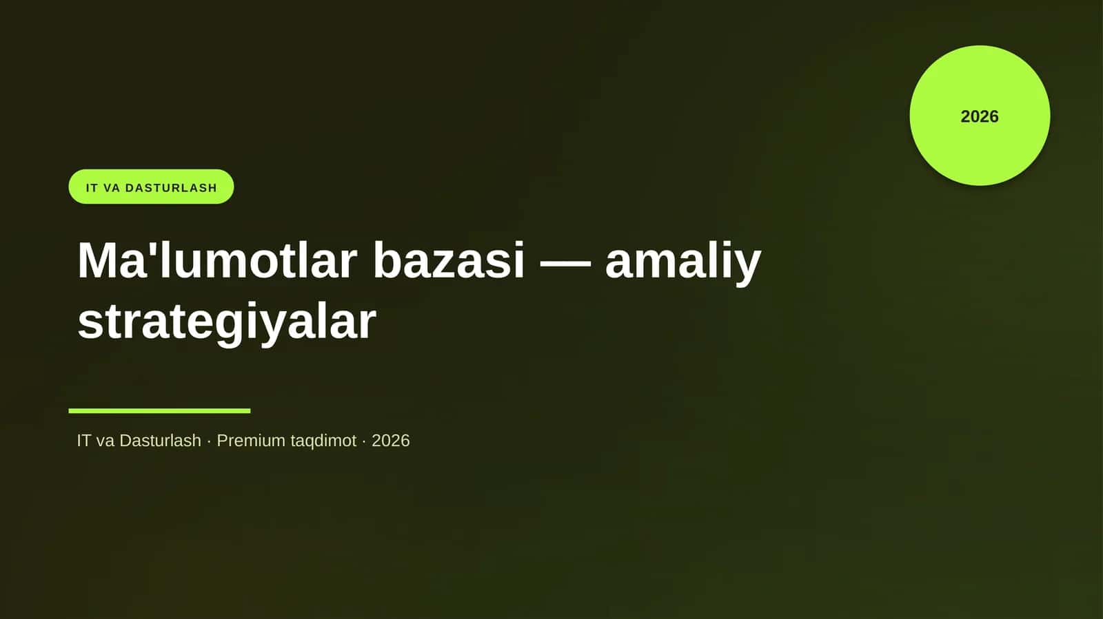 Ma'lumotlar bazasi — amaliy strategiyalar