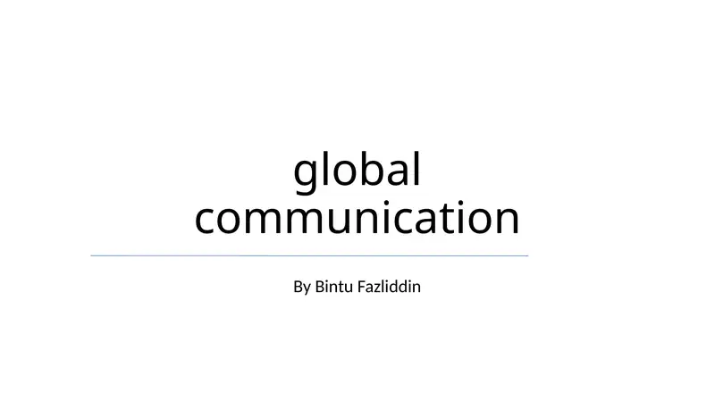 Global Communication Strategies