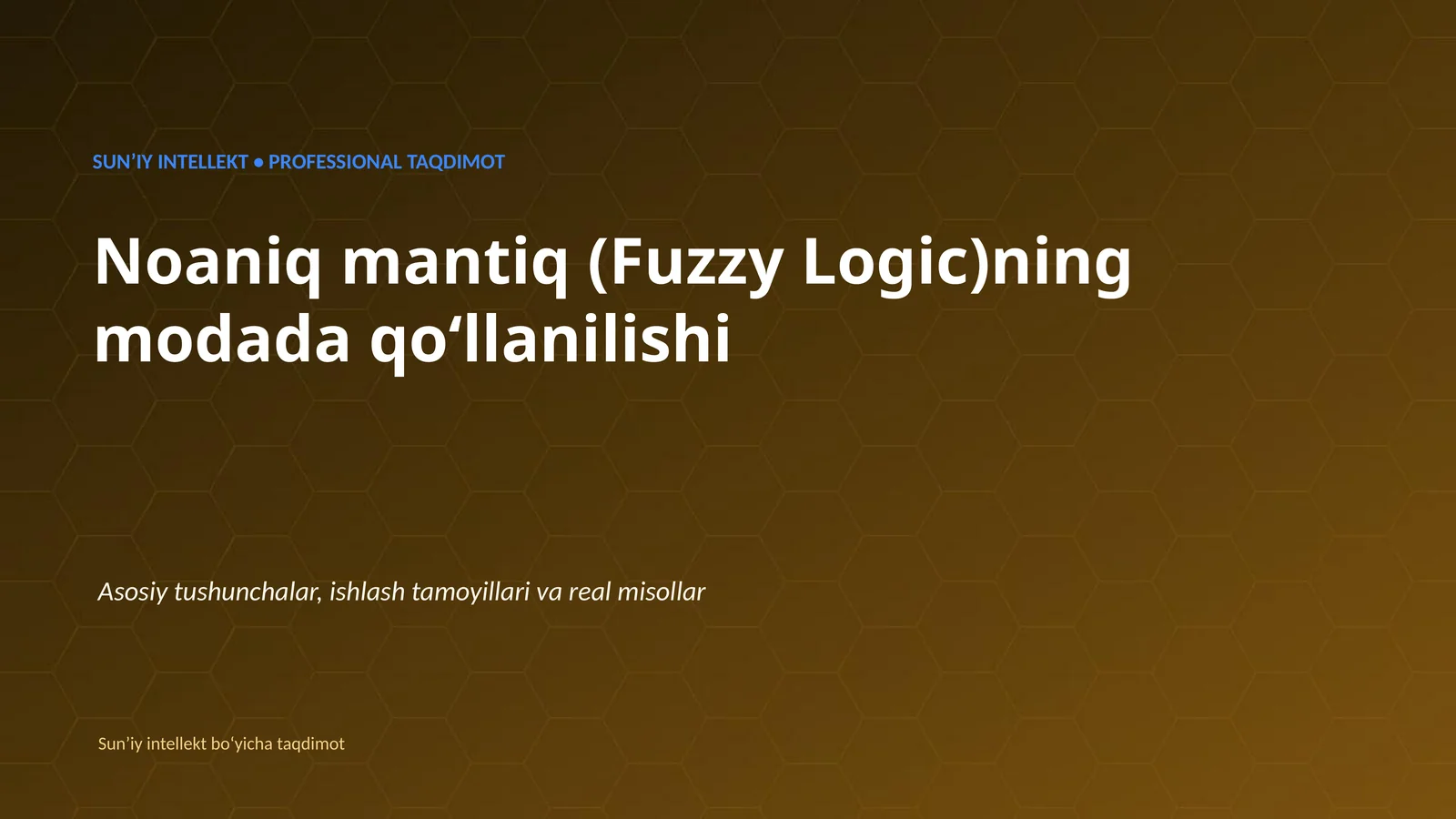Noaniq mantiq (Fuzzy Logic)ning modada qoʻllanilishi