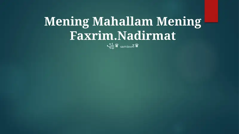 Mening Mahallam Mening Faxrim.Nadirmat