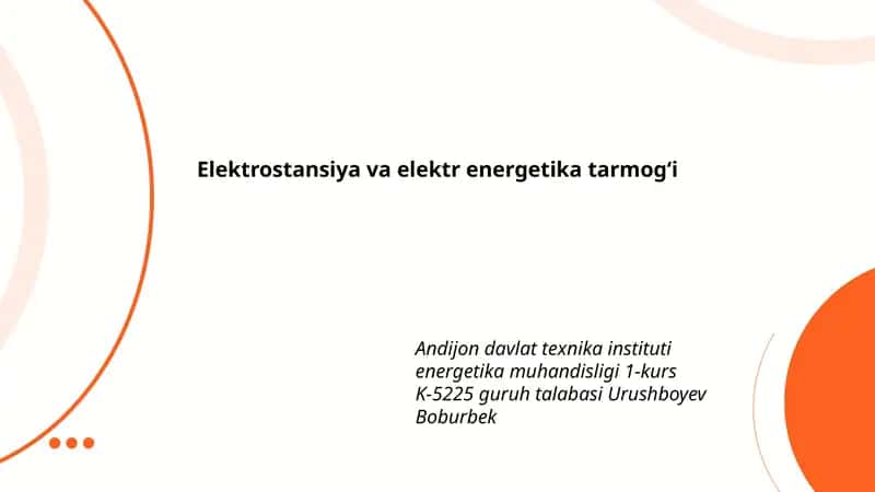 Elektrostansiya va elektr energetika tarmogi