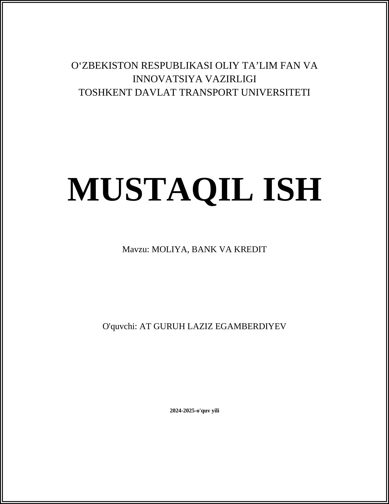 Moliyaning asosiy tushunchalari