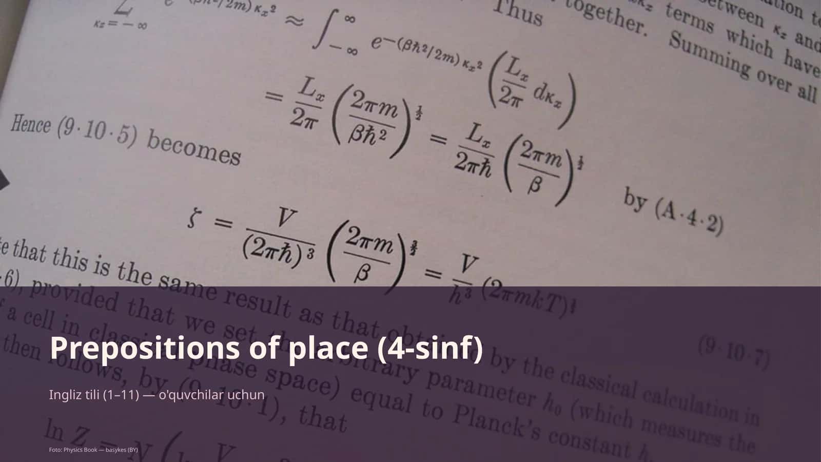 Prepositions of place (4-sinf)