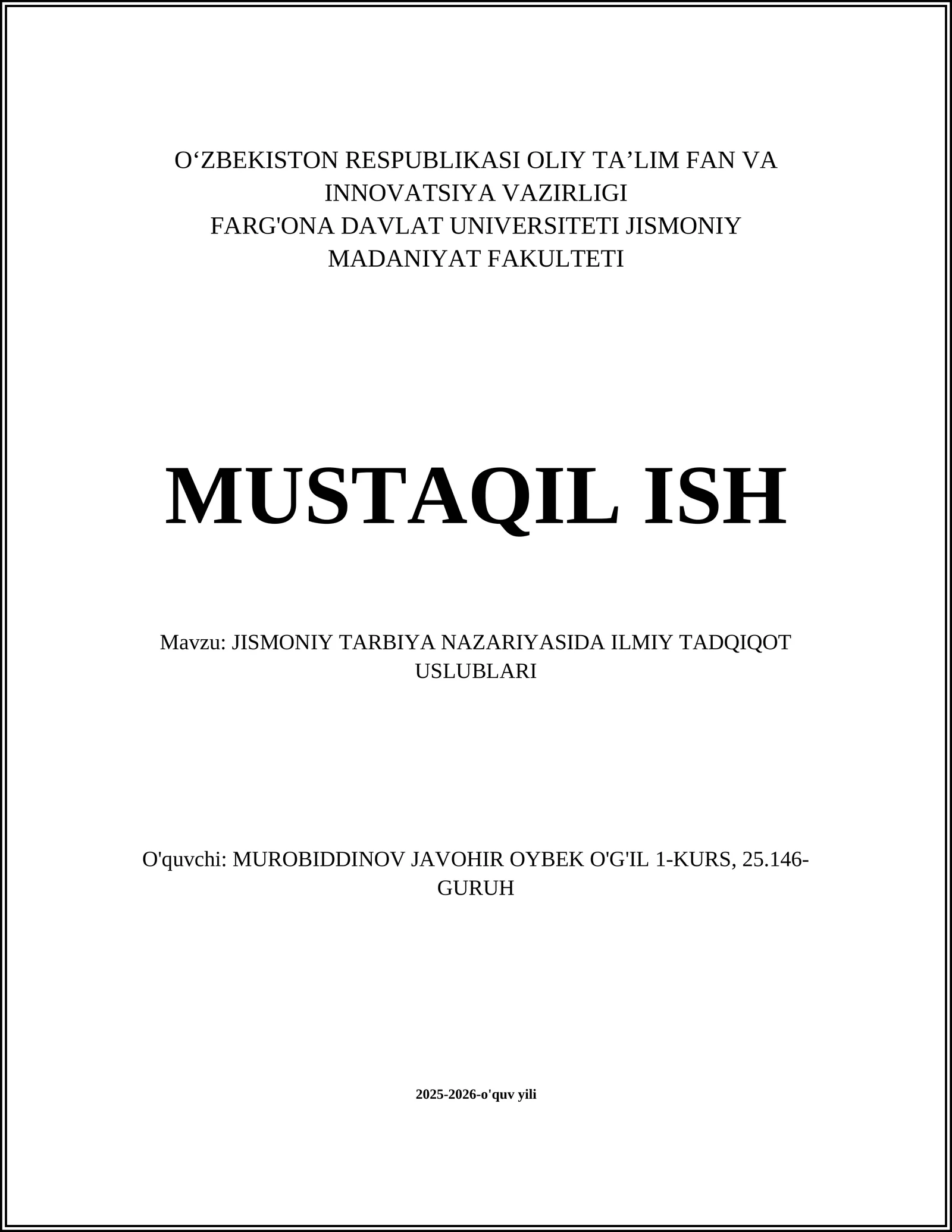 Jismoniy Tarbiya Nazariyasida Ilmiy Tadqiqot Uslublari