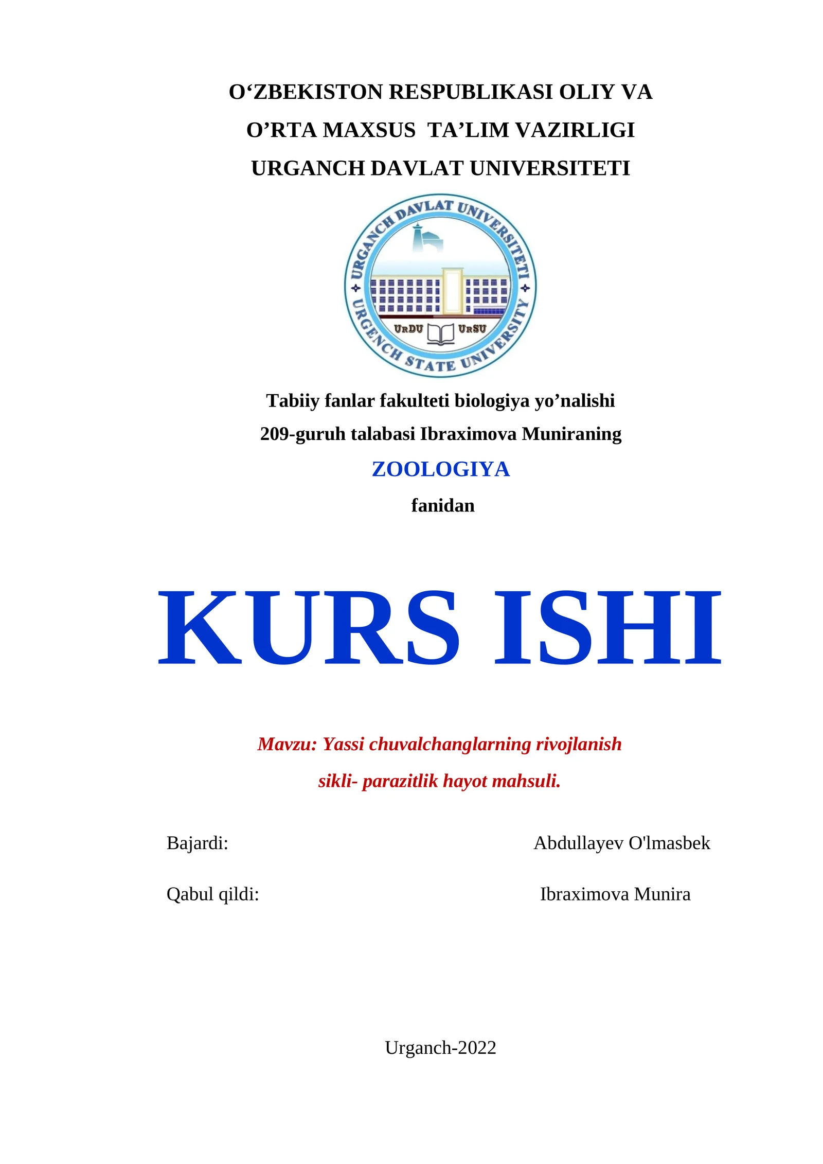 Yassi chuvalchanglarning rivojlanish sikli- parazitlik hayot mahsuli