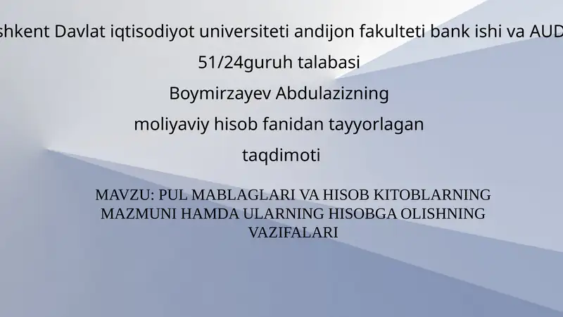 Buxgalteriya hisobi va hisob-kitoblar