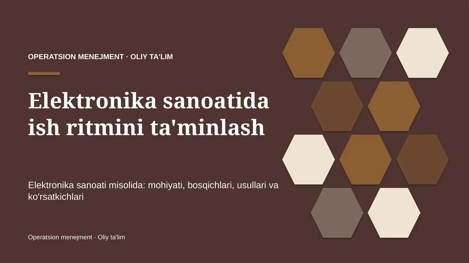 elektronika sanoatida ish ritmini ta'minlash 3601