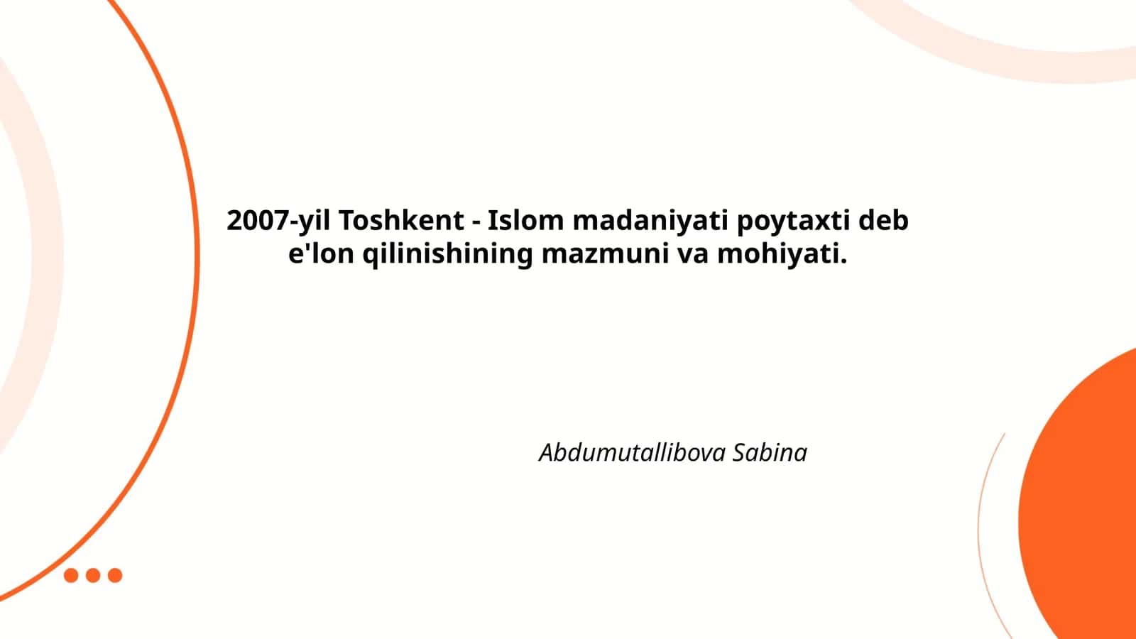 Toshkentning Islom madaniyatidagi o'rni