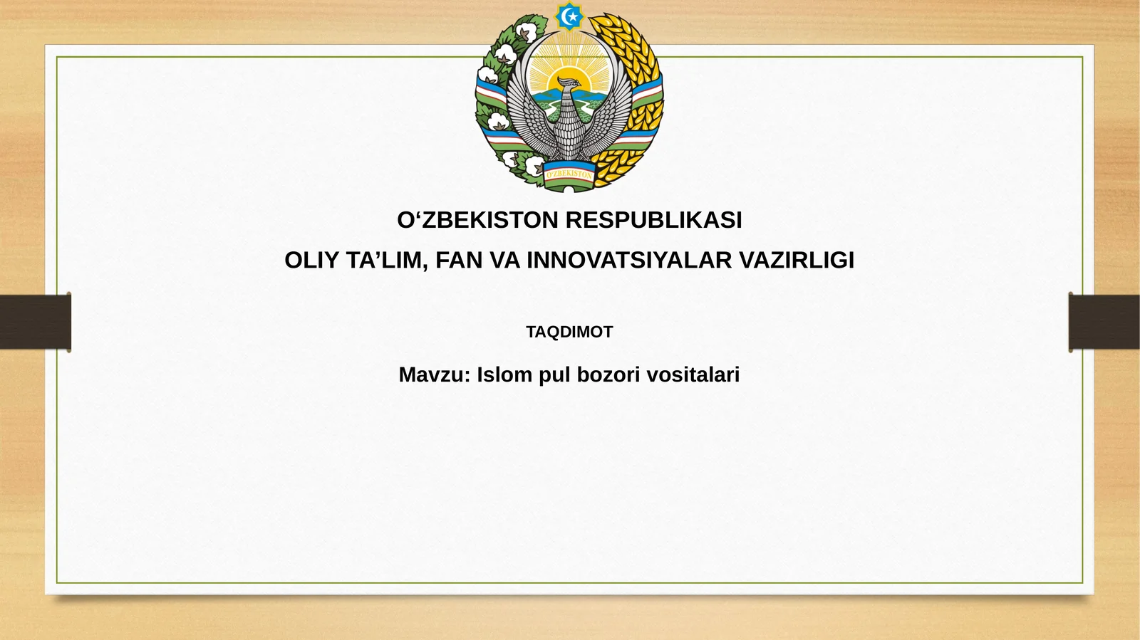 Islomiy pul bozorining mohiyati va asosiy instrumentlari