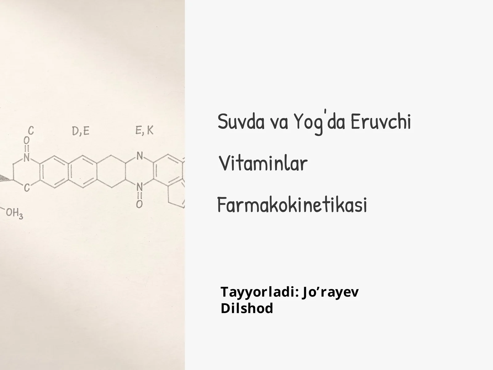 Suvda va Yog'da Eruvchi Vitaminlar Farmakokinetikasi
