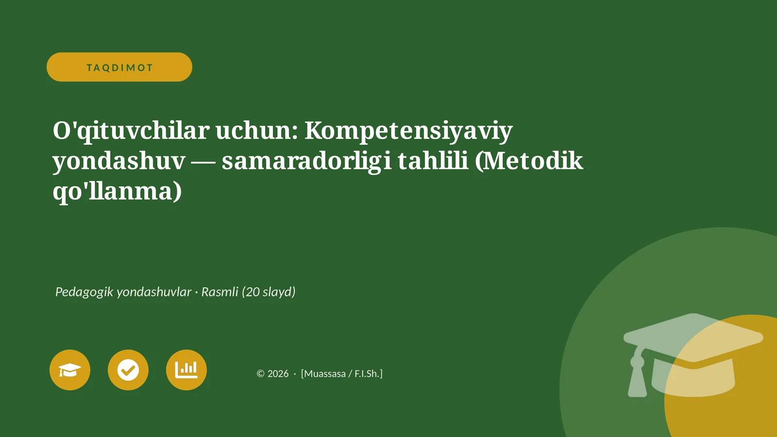 O'qituvchilar uchun: Kompetensiyaviy yondashuv — samaradorligi tahlili (Metodik qo'llanma)