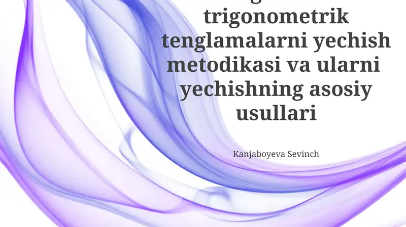 Sodda Trigonometrik Tenglamalar