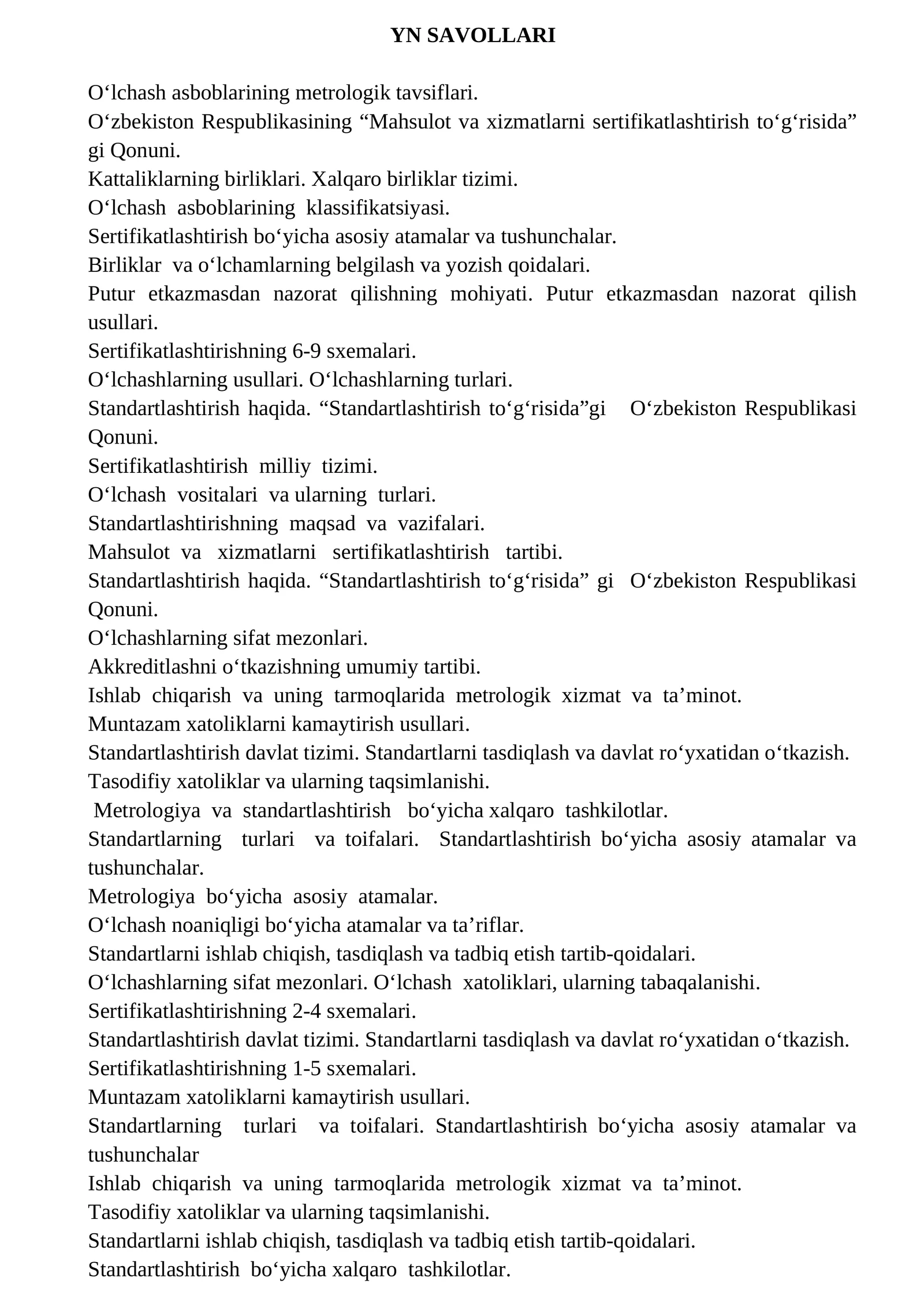 O‘lchash asboblarining metrologik tavsiflari