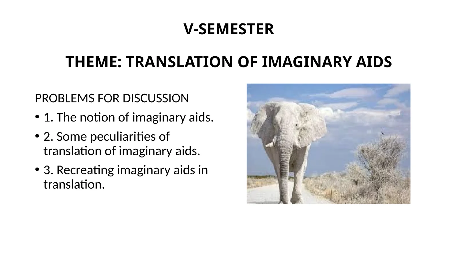 V-SEMESTERTHEME: TRANSLATION OF IMAGINARY AIDS