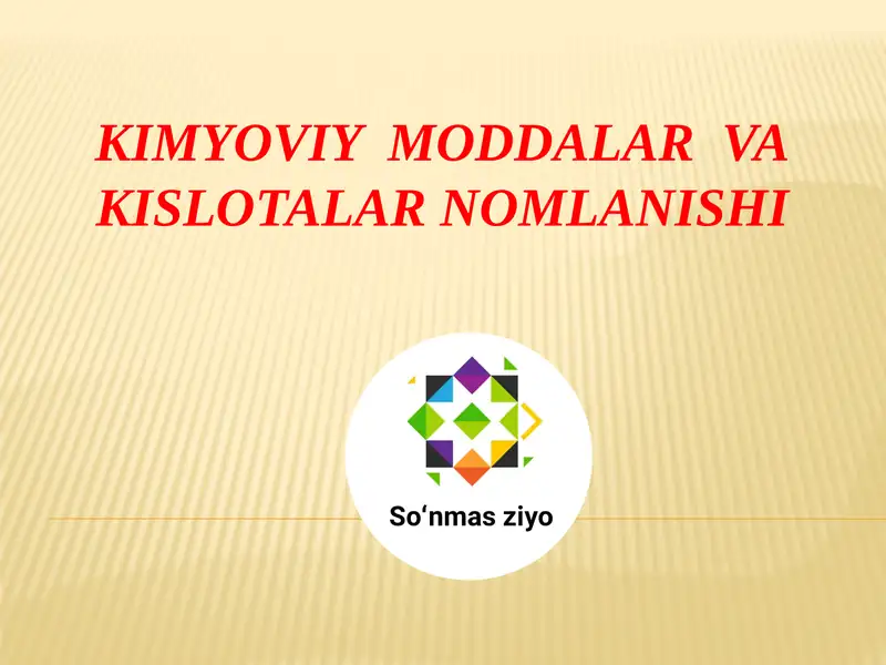 KIMYOVIY MODDALAR