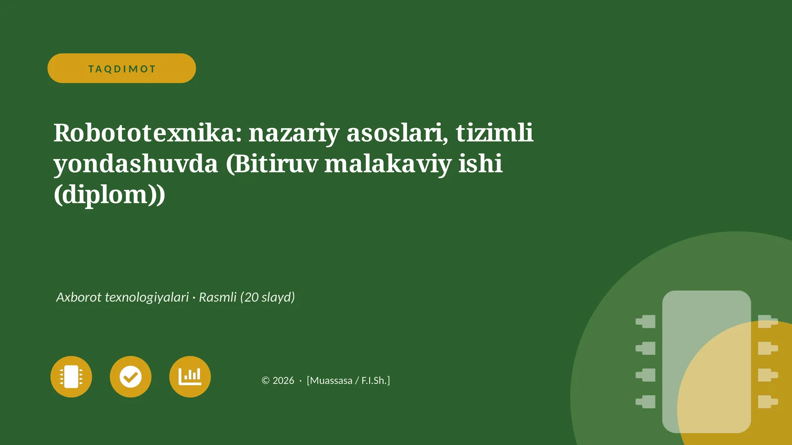 Robototexnika: nazariy asoslari, tizimli yondashuvda (Bitiruv malakaviy ishi (diplom))