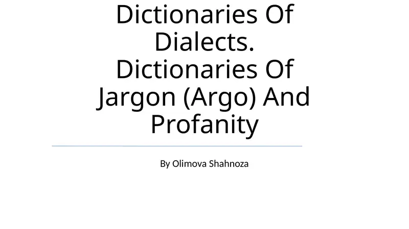 Onomastic Dictionaries