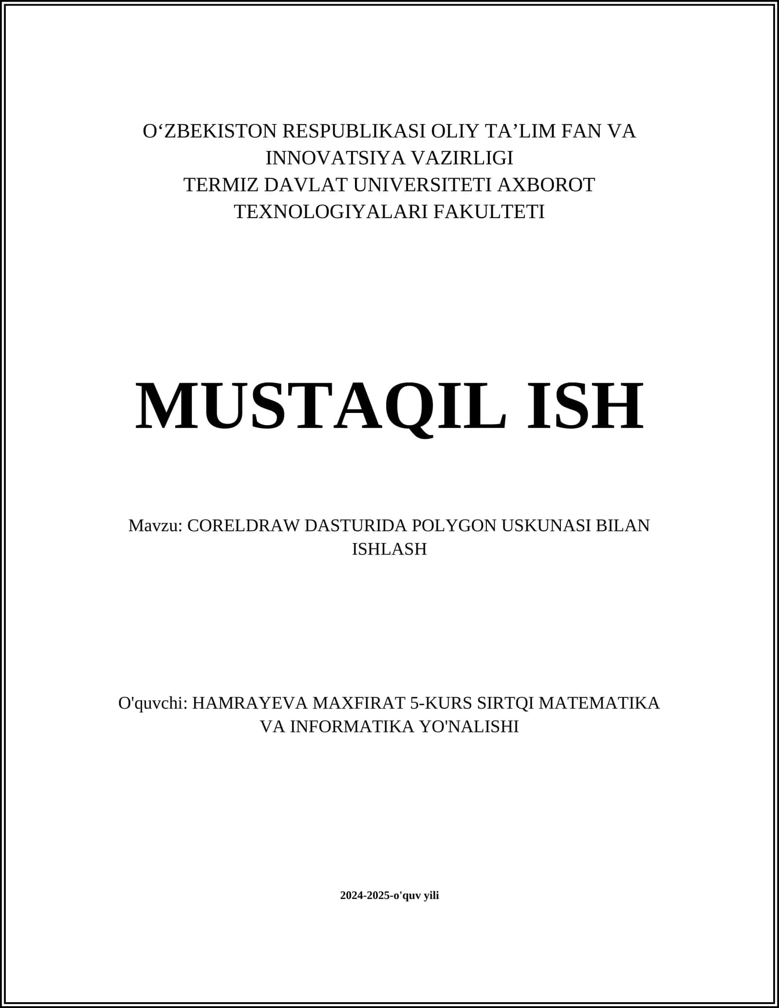 CORELDRAW DASTURIDA POLYGON USKUNASI BILAN ISHLASH