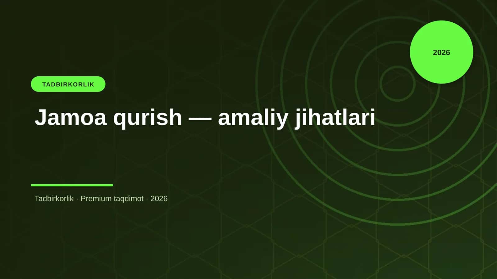 Jamoa qurish — amaliy jihatlari