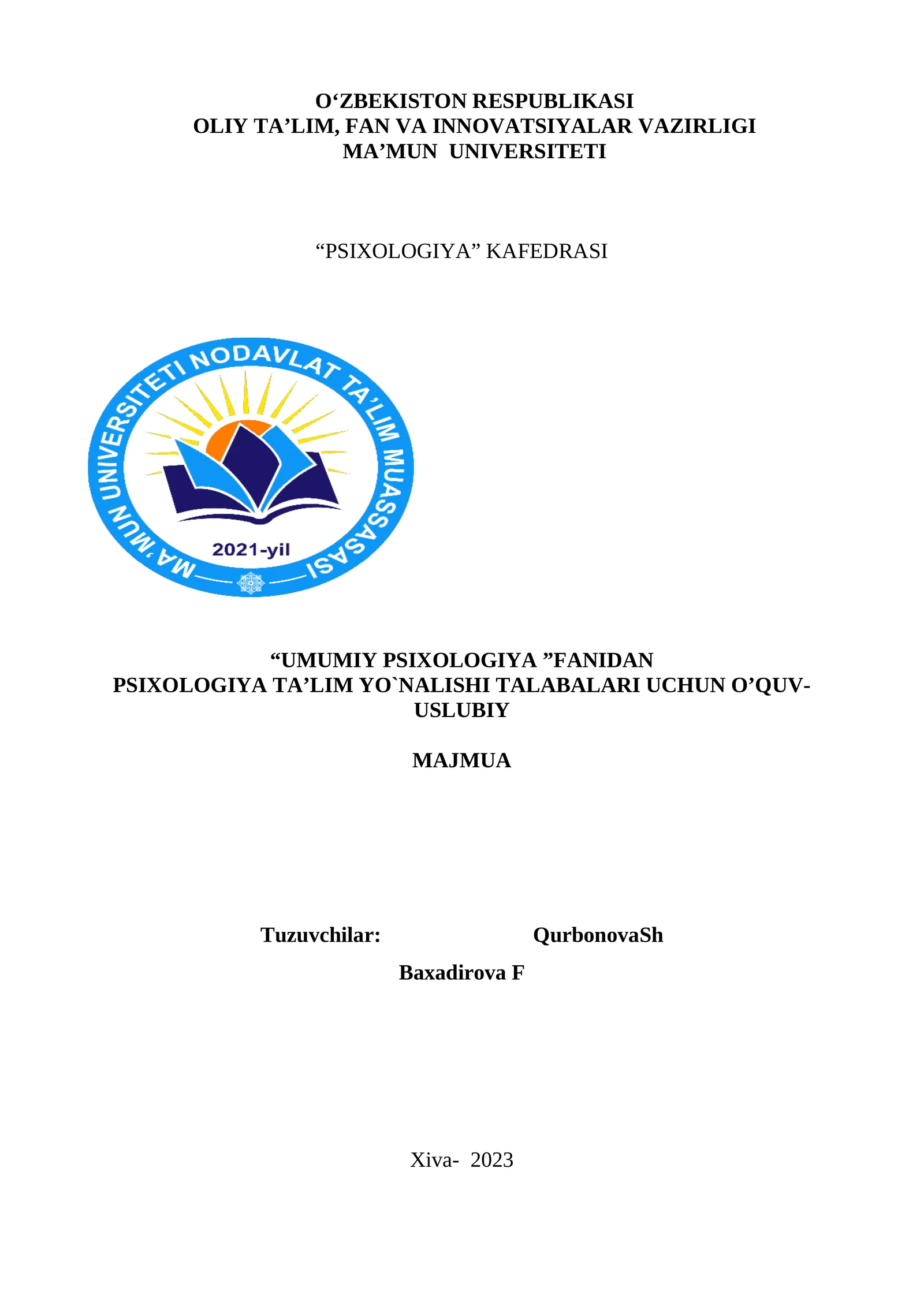 UMUMIY PSIXOLOGIYA