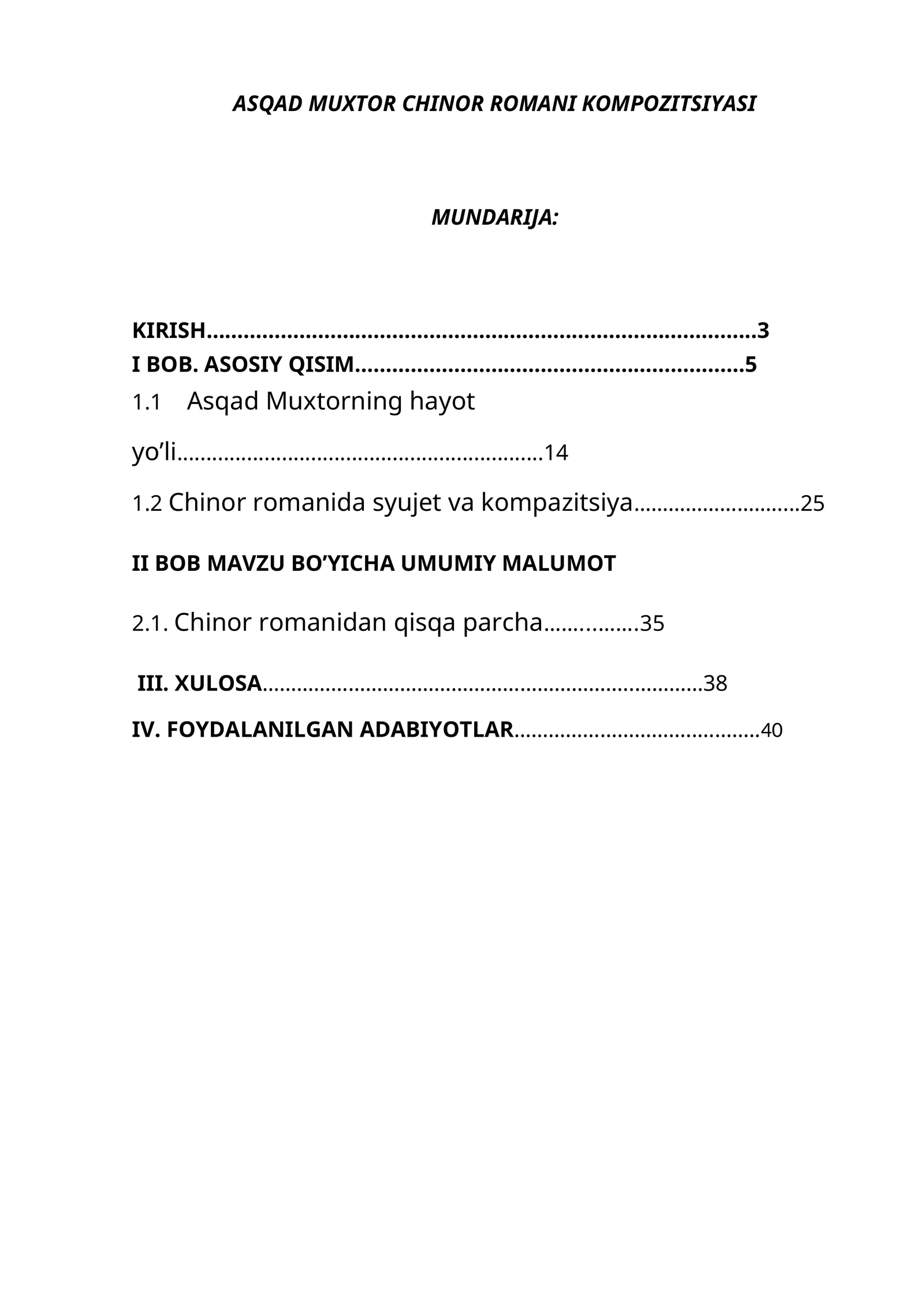 ASQAD MUXTOR CHINOR ROMANI KOMPOZITSIYASI