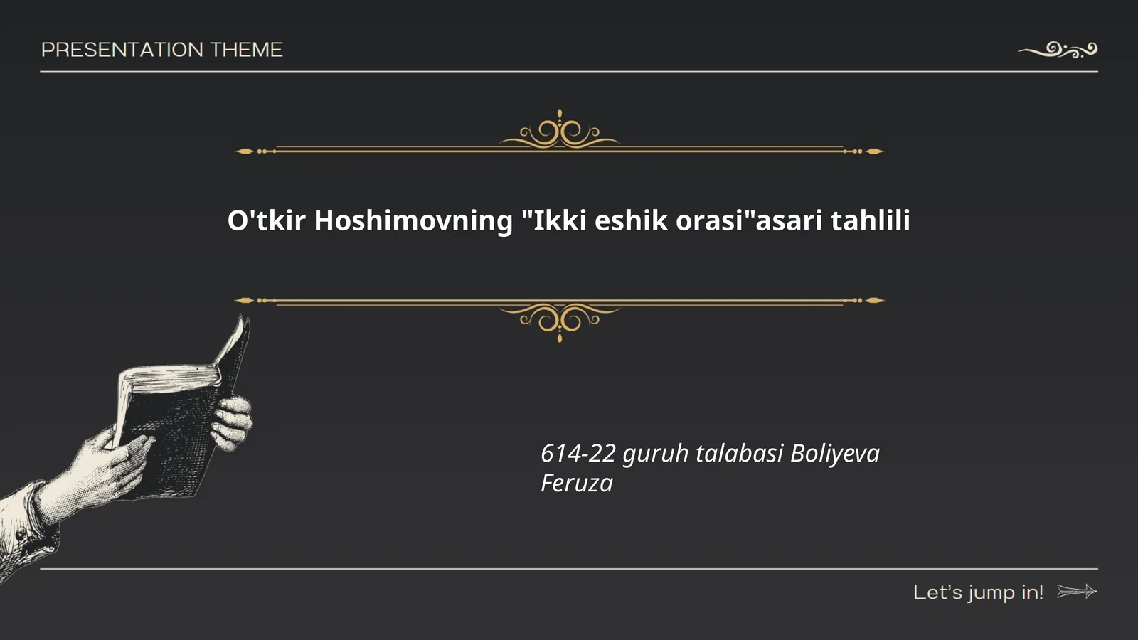 O'tkir Hoshimovning "Ikki eshik orasi"asari tahlili