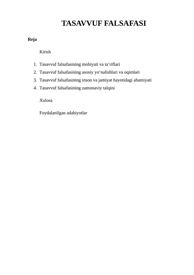 TASAVVUF FALSAFASI