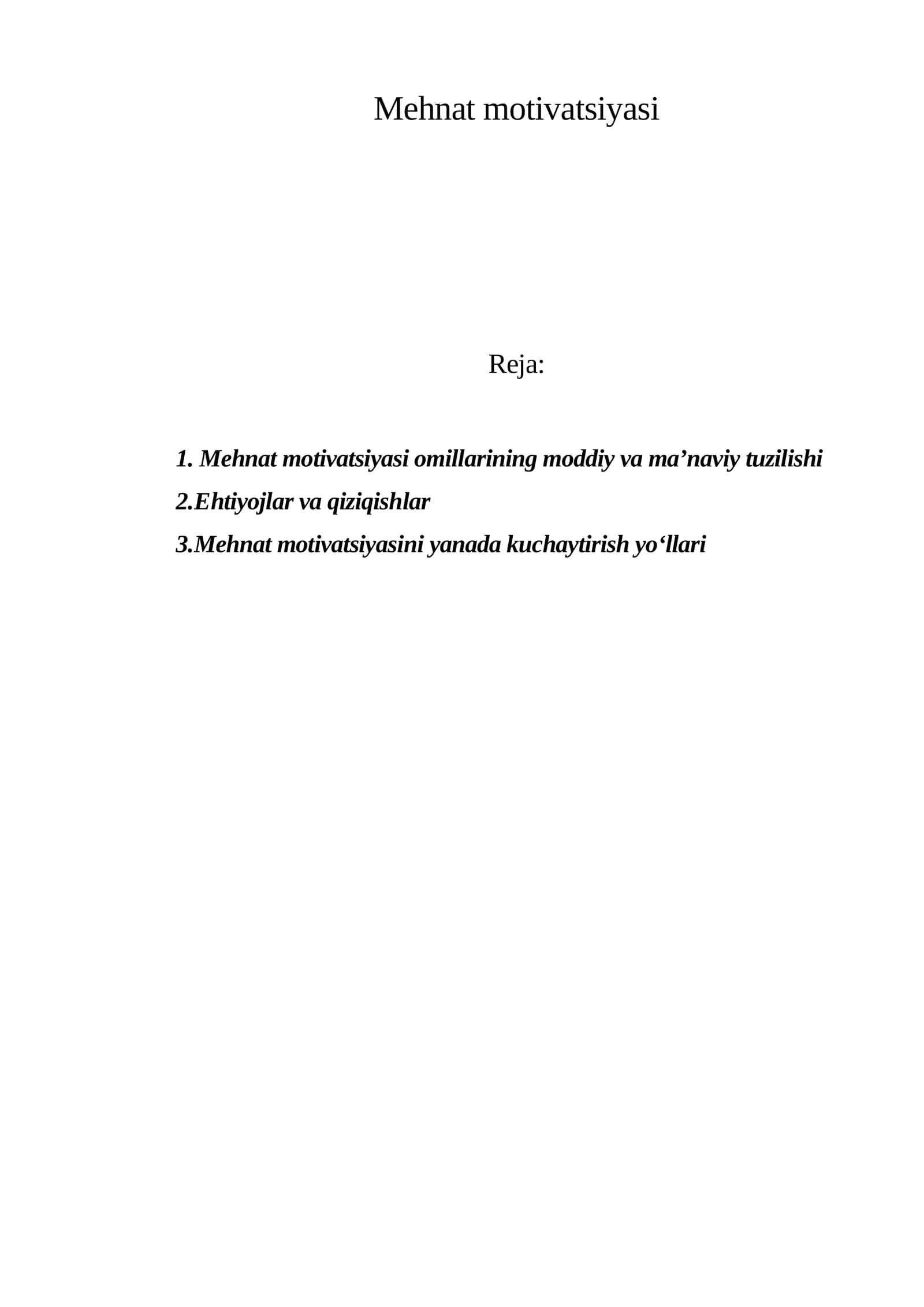Mehnat motivatsiyasi