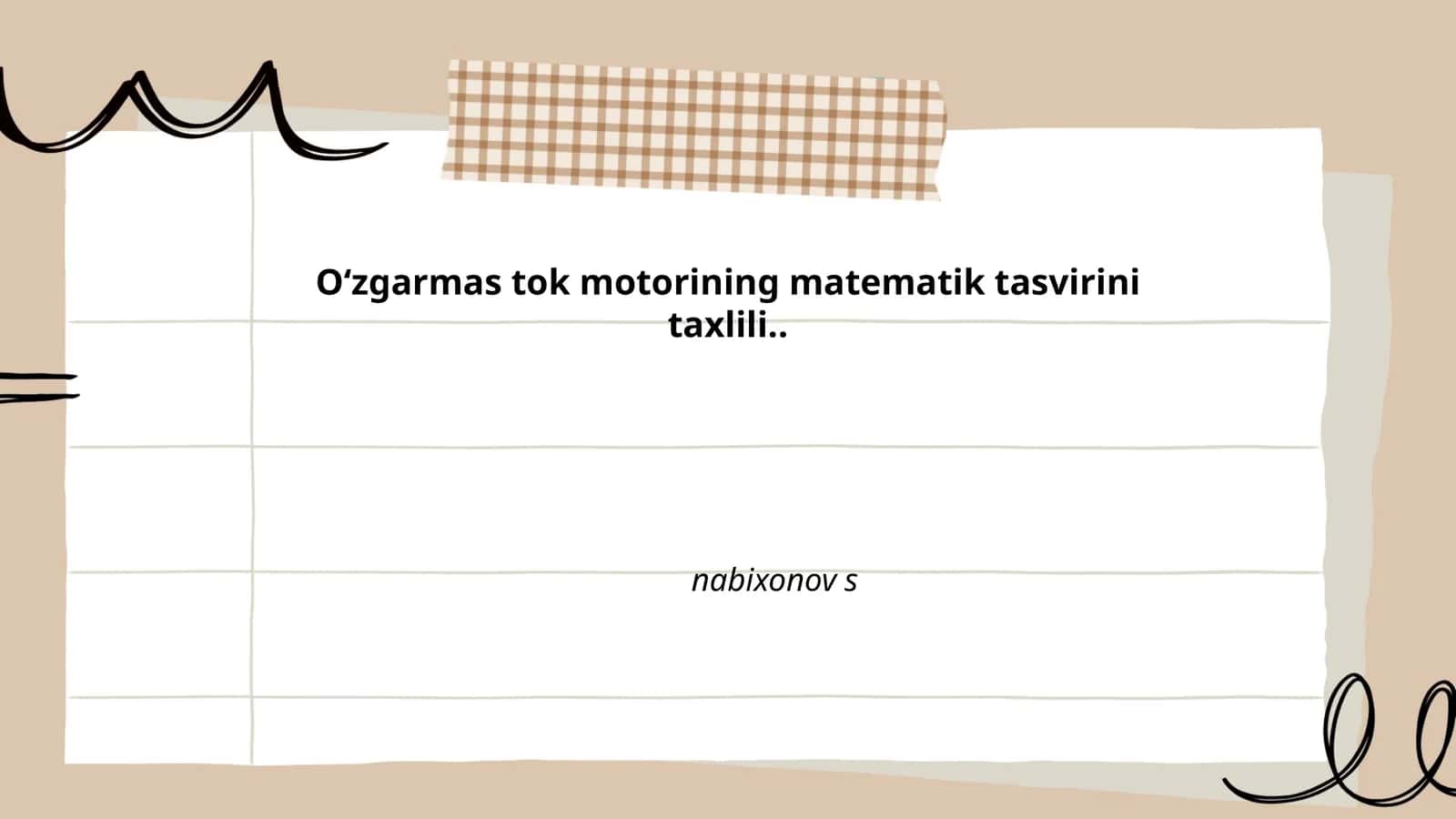 O‘zgarmas tok motorining matematik modeli