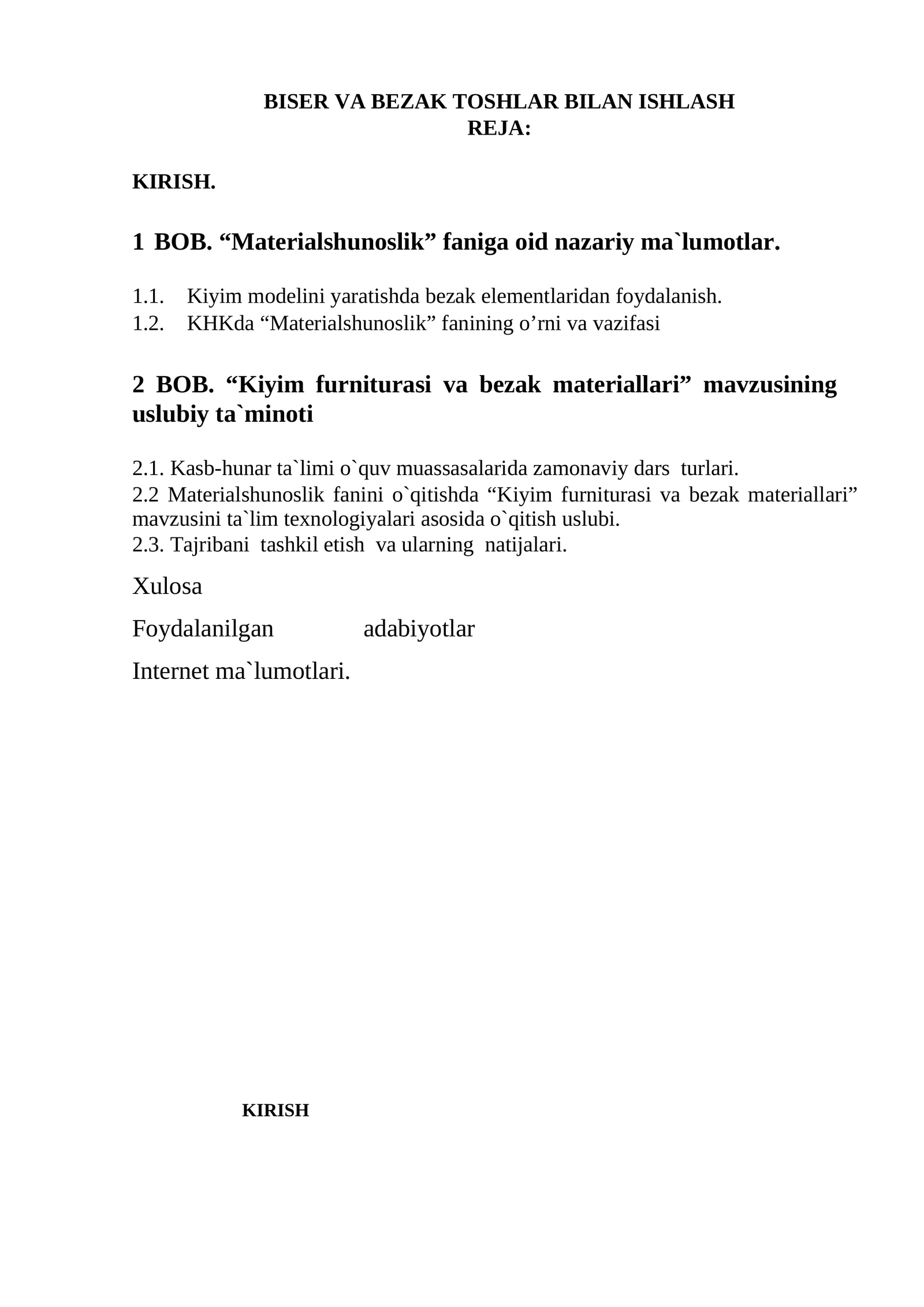 Kiyim furniturasi va bezak materiallari
