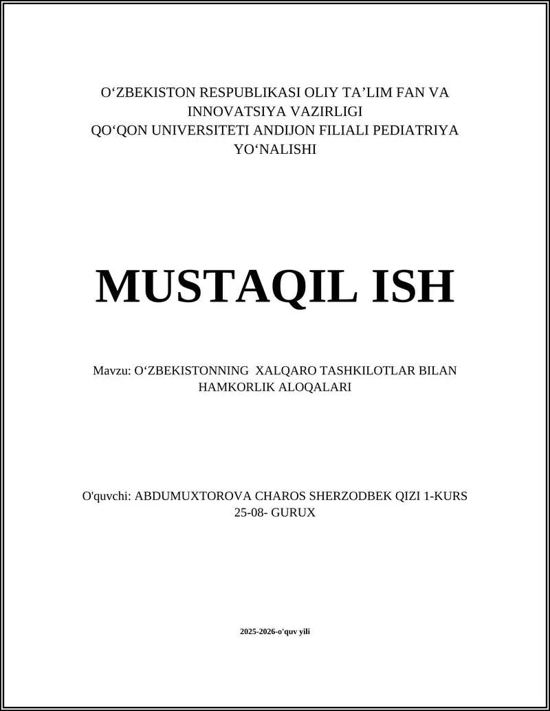 Oʻzbekiston va BMT strategik hamkorlik va rivojlanish siyosati