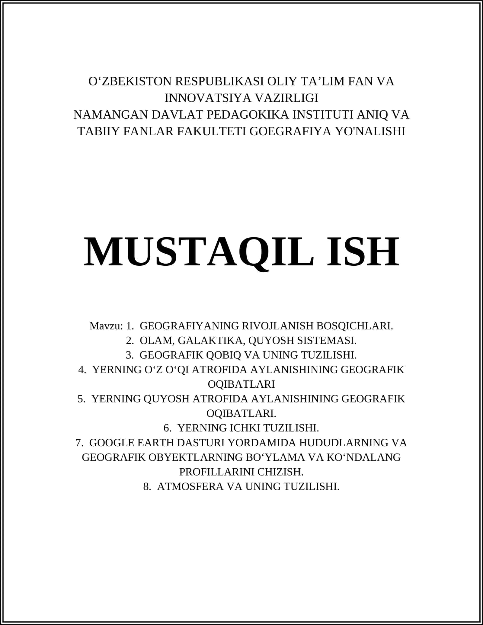 GEOGRAFIYANING RIVOJLANISH BOSQICHLARI