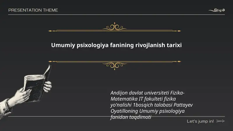 Umumiy psixologiya fanining rivojlanish tarixi