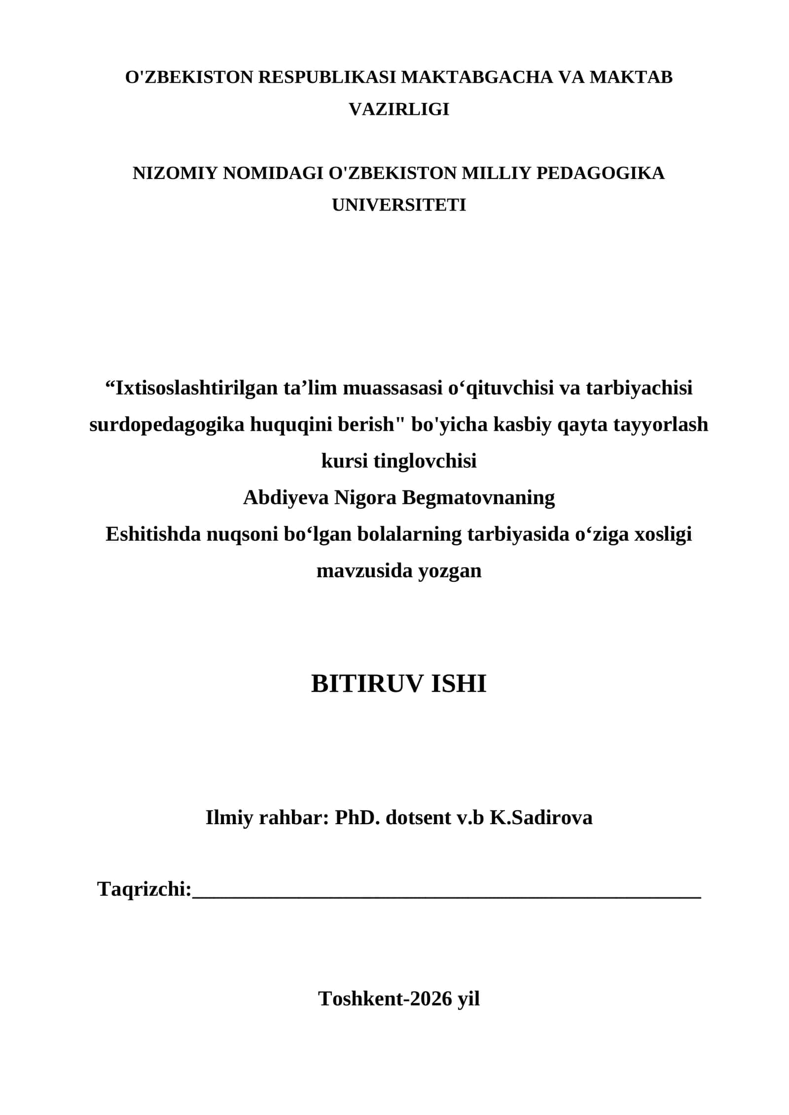 Eshitishda nuqsoni boʻlgan bolalarning tarbiyasida oʻziga xosligi