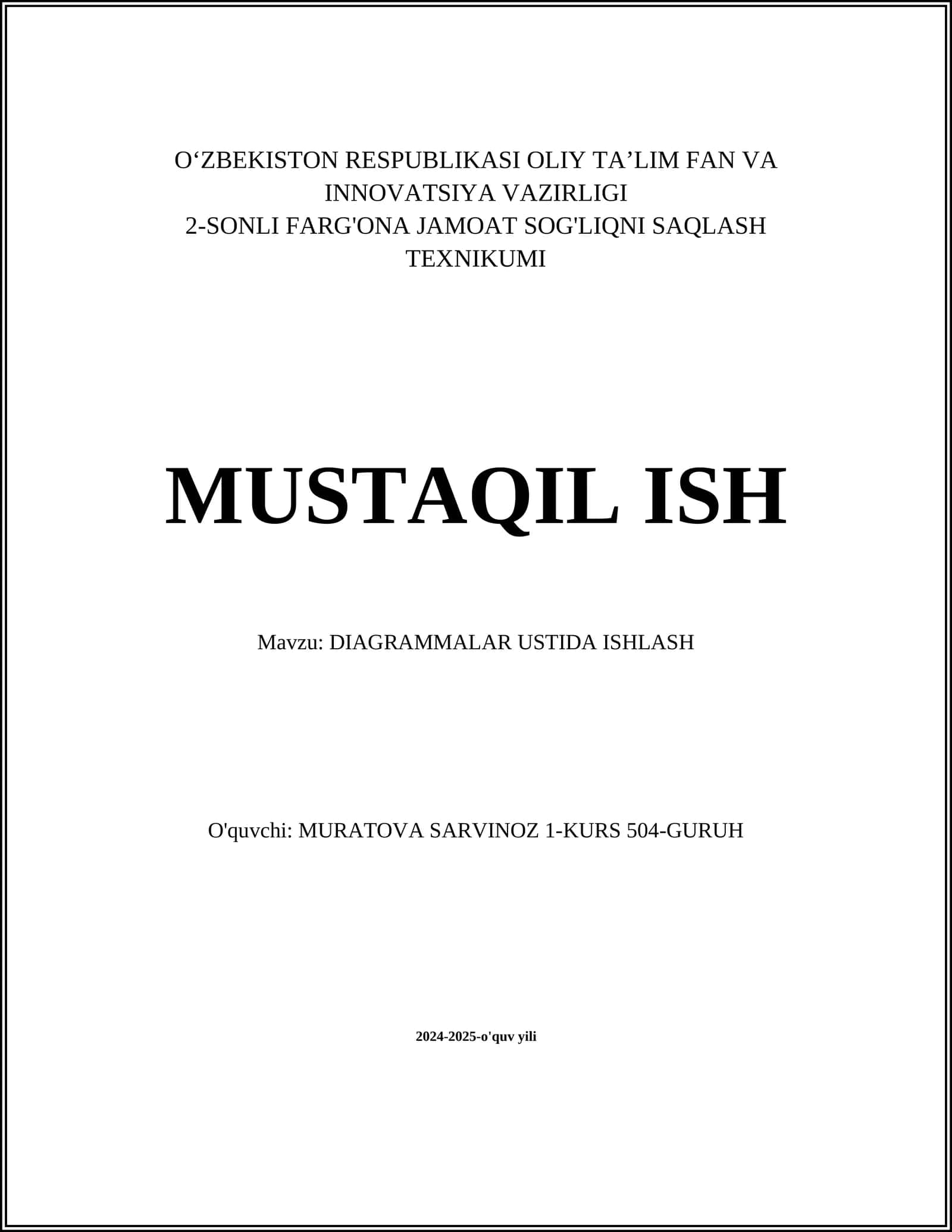 DIAGRAMMALAR USTIDA ISHLASH