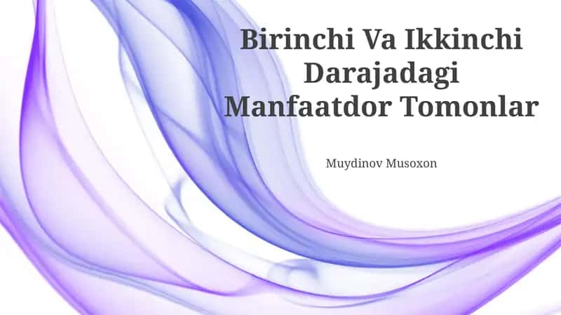 Birinchi Va Ikkinchi Darajadagi Manfaatdor Tomonlar