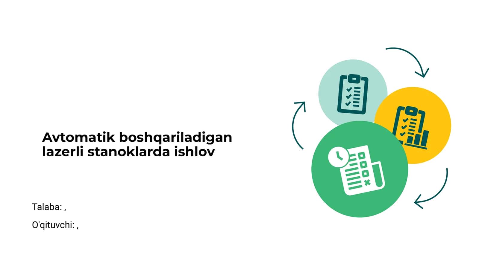 Avtomatik boshqariladigan lazerli stanoklarda ishlov