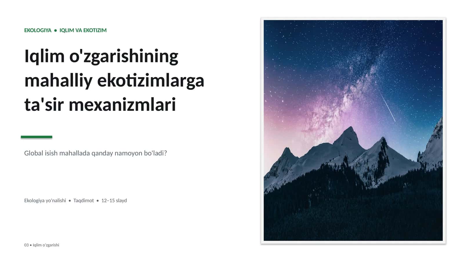 Ekologiya • Iqlim va Ekotizim