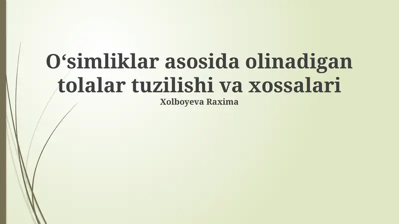 O'simlik Tolalari